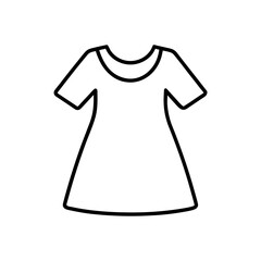 Outline drawing of a simple short sleeved dress icon on transparent background