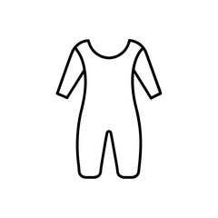 Outline drawing of a baby onesie with long sleeves and legs on transparent background