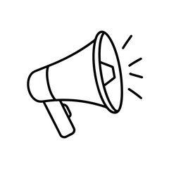 Illustration of a megaphone with sound waves outline on transparent background