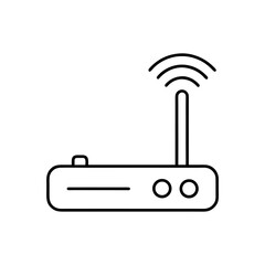 Illustration of a wireless router with antenna and signals on transparent background