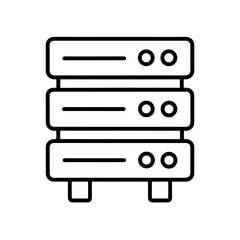 Illustration of a server rack with three server units on transparent background