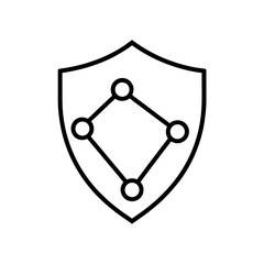 Shield containing a diamond shape connected by circles on transparent background