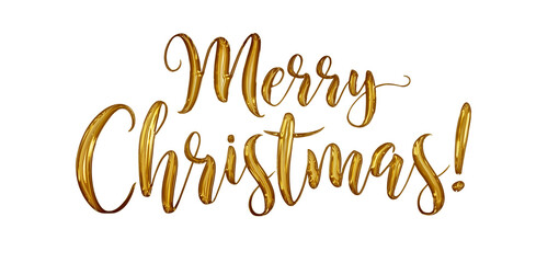 Naklejka premium Gold Merry Christmas on White Background