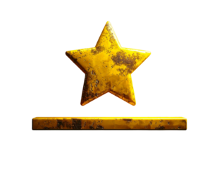 3d render of a golden star with sign