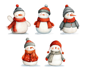 Cheerful Snowmen Wearing Colorful Winter Accessories