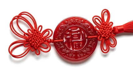 Auspicious Red Chinese Knot Hanging Tassel with Intricate Design