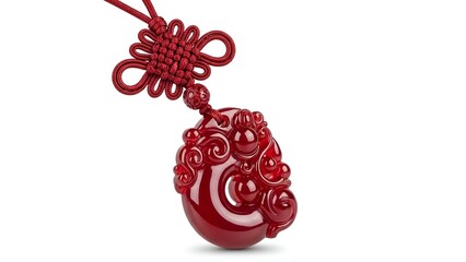 Red Decorative Knot with Ornate Pendant A Cultural Charm