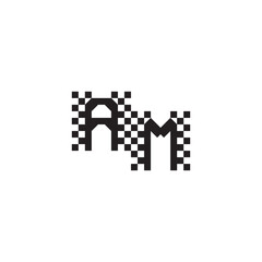 Alphabet Logo Monogram Design Modern Abstract Bold AM Initial Pixel Vector Alphabet