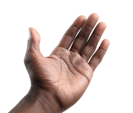 African American open hand gesture, isolated on transparent cutout background