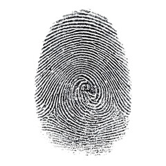 Black fingerprint isolated on transparent cutout background