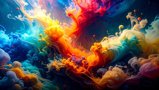 Colorful Abstract Ink Cloud Explosion in Water.