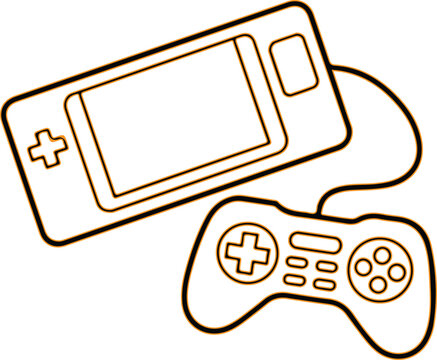 Retro handheld gaming console and controller outline drawing