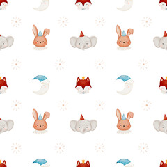 cute animals faces pattern