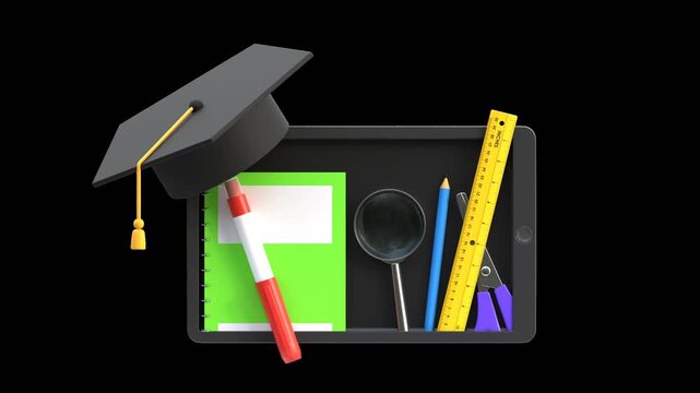 3D Study Education Tablet | Alpha Channel