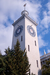 Obraz premium The clock tower of Sochi railway station. Sochi. Krasnodar Krai. Russia