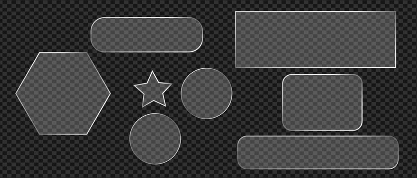 Assorted transparent geometric shapes including rectangles hexagons and a star.