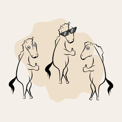 Doodle horse lineart vector illustration. EPS 10.