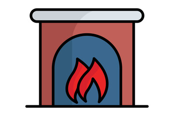 Fireplace icon. solid icon style. icon related to christmas. holiday elements vector illustration