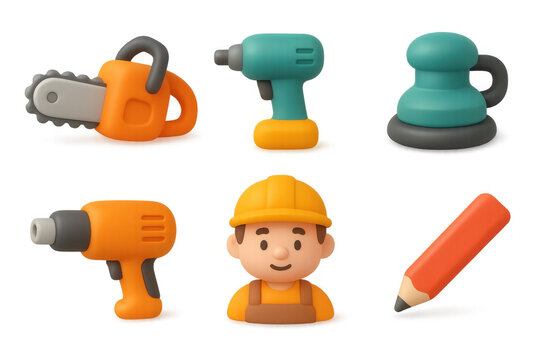 Cartoon toolset collection for construction and diy projects