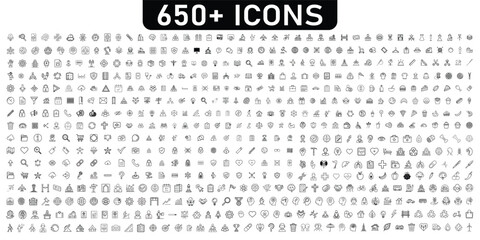 650+ Line Icons Pack. Minimal Outline Vector Icon Set for UI, Web, App & Creative Design