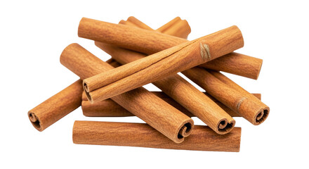 Close up of Textured Cinnamon Sticks Isolated on White Background for Culinary Use