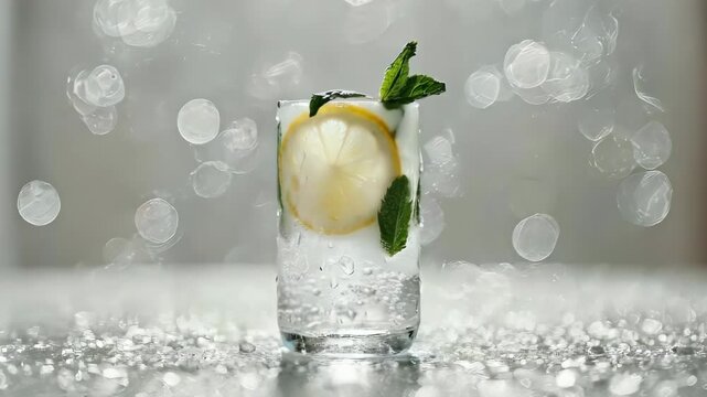 Boisson fra&icirc;che citron menthe servie glac&eacute;e