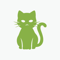 Cartoon cat vector logo design, Cute cat silhouette, modern creative logo, half off moon, minimalist, vector illustration, flat design, cut out vector icon, black cat with big eyes, simple design,