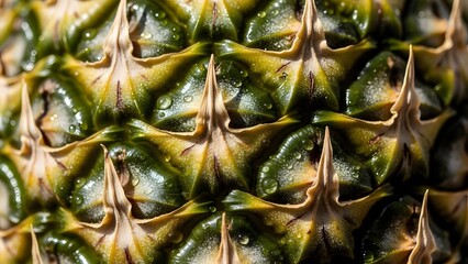 Close-up of Pineapple Skin Texture - A Tropical Fruit Detail.