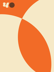 Geometric Abstract Poster, Minimalist Design in Orange, Cream, and Black, Bold Graphic Artwork with Symmetrical Elements, Abstract Geometry Print.