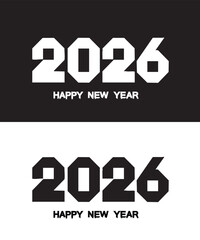 Obraz premium Happy new year 2026 with simple font, bold style. Vector illustration for holiday, celebration, design, greeting concept, banner