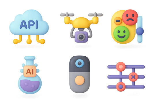 Simple technology icons set for digital interfaces and design projects