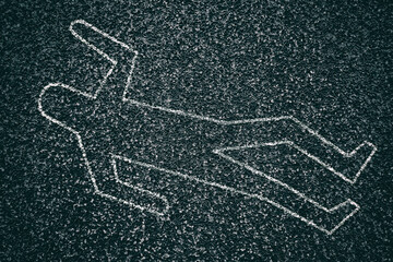 Chalk Outline of a Body at a Crime Scene.