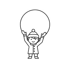 Obraz premium Happy child holding a snow globe in winter concept of New Year, Christmas 