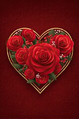 A heart with red roses surrounding it