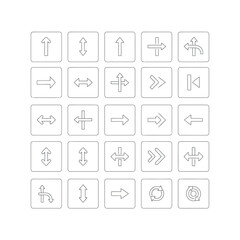 Collection of various directional and action icons on