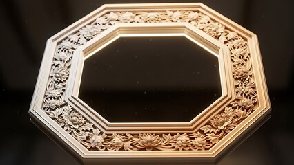 Ornate Octagon Frame with Floral Carvings