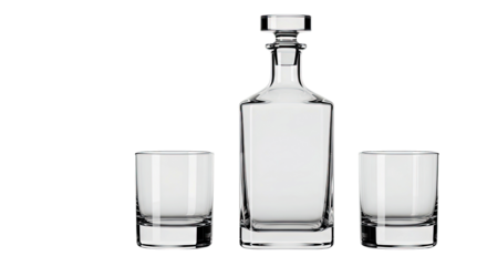 Elegant Clear Glassware Set Featuring Rectangular Decanter and Two Highball Glasses