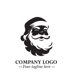 Santa Claus Logo Symbol in Black on White Background for Classic Holiday Branding and Design ArtPlus