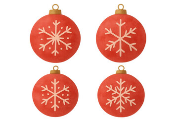Red christmas baubles displaying snowflakes for holiday decoration