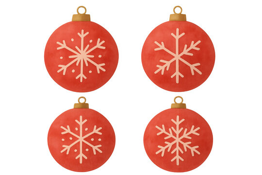 Red christmas baubles displaying snowflakes for holiday decoration