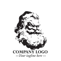 Santa Claus Logo Symbol in Black on White Background for Classic Holiday Branding and Design ArtPlus