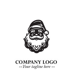 Santa Claus Logo Symbol in Black on White Background for Classic Holiday Branding and Design ArtPlus