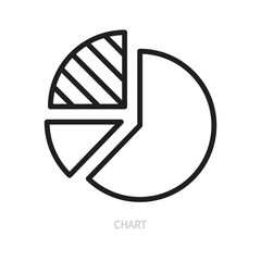 Pie chart line icon. Graph, diagram sign. Business, economy, finance, analysis, data concept. Isolated on a white background. Editable stroke. Vector illustration. Flat design.