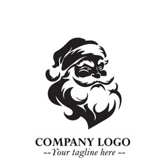 Santa Claus Logo Symbol in Black on White Background for Classic Holiday Branding and Design ArtPlus