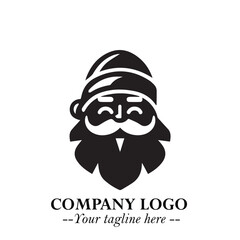 Santa Claus Logo Symbol in Black on White Background for Classic Holiday Branding and Design ArtPlus