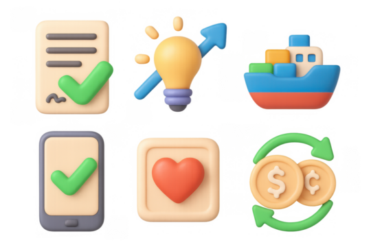 Soft icon set featuring business and technology themes for modern design projects