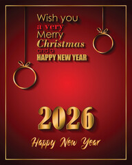 2026 Happy New Year and merry christmas background for your seasonal invitations, festive posters, greetings cards.