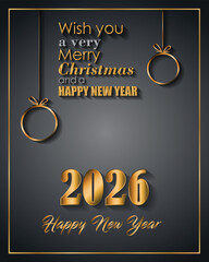 2026 Happy New Year and merry christmas background for your seasonal invitations, festive posters, greetings cards.