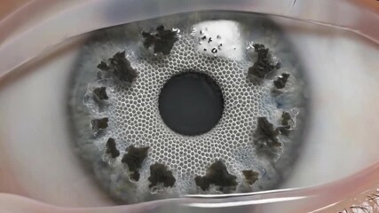 Detailed Blue Eye with Fluidic Overlay and Dark Floral Patterns Displaying Various Ocular Conditions for Medical Education and Eye Care Promotion