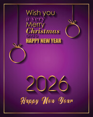 2026 Happy New Year and merry christmas background for your seasonal invitations, festive posters, greetings cards.